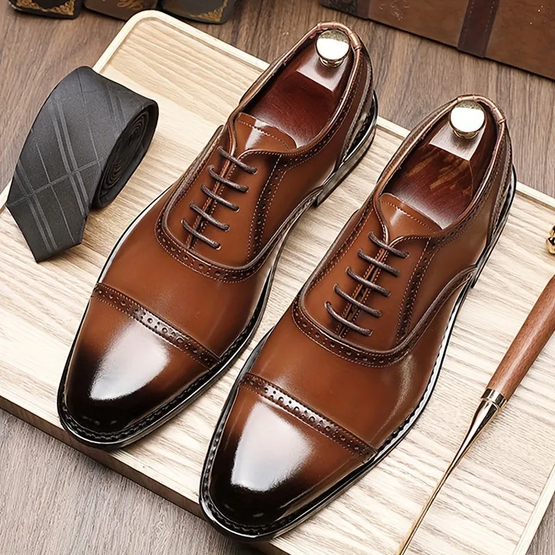 Men's Odor Resistant LowTop Cowhide Oxford Shoes with NonSlip Sole