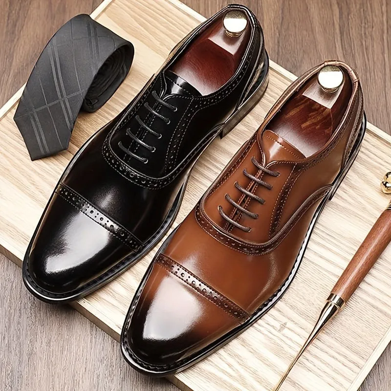 Men's Odor Resistant LowTop Cowhide Oxford Shoes with NonSlip Sole