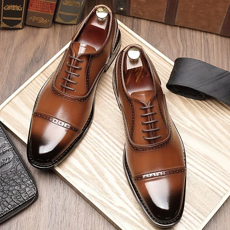 Men's Odor Resistant LowTop Cowhide Oxford Shoes with NonSlip Sole