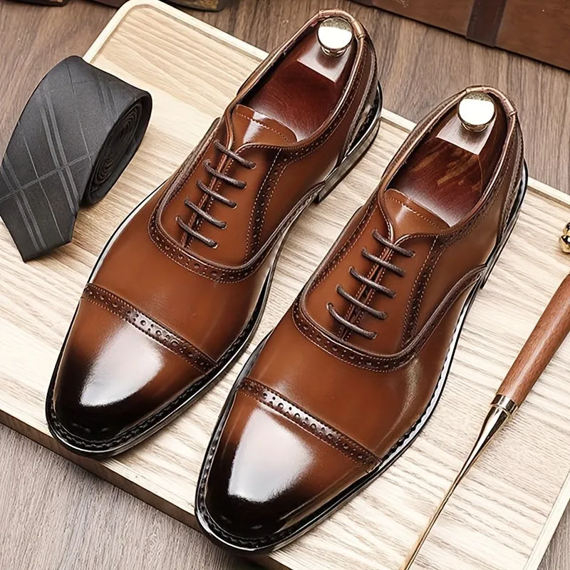 Men's Odor Resistant LowTop Cowhide Oxford Shoes with NonSlip Sole