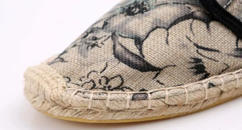 Men's Summer Canvas Breathable Shoes With Floral Print