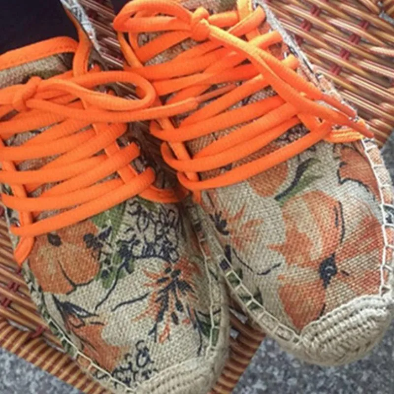 Men's Summer Canvas Breathable Shoes With Floral Print