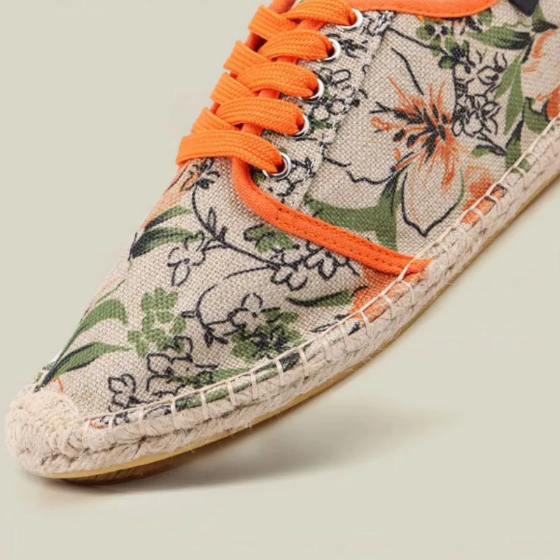 Men's Summer Canvas Breathable Shoes With Floral Print