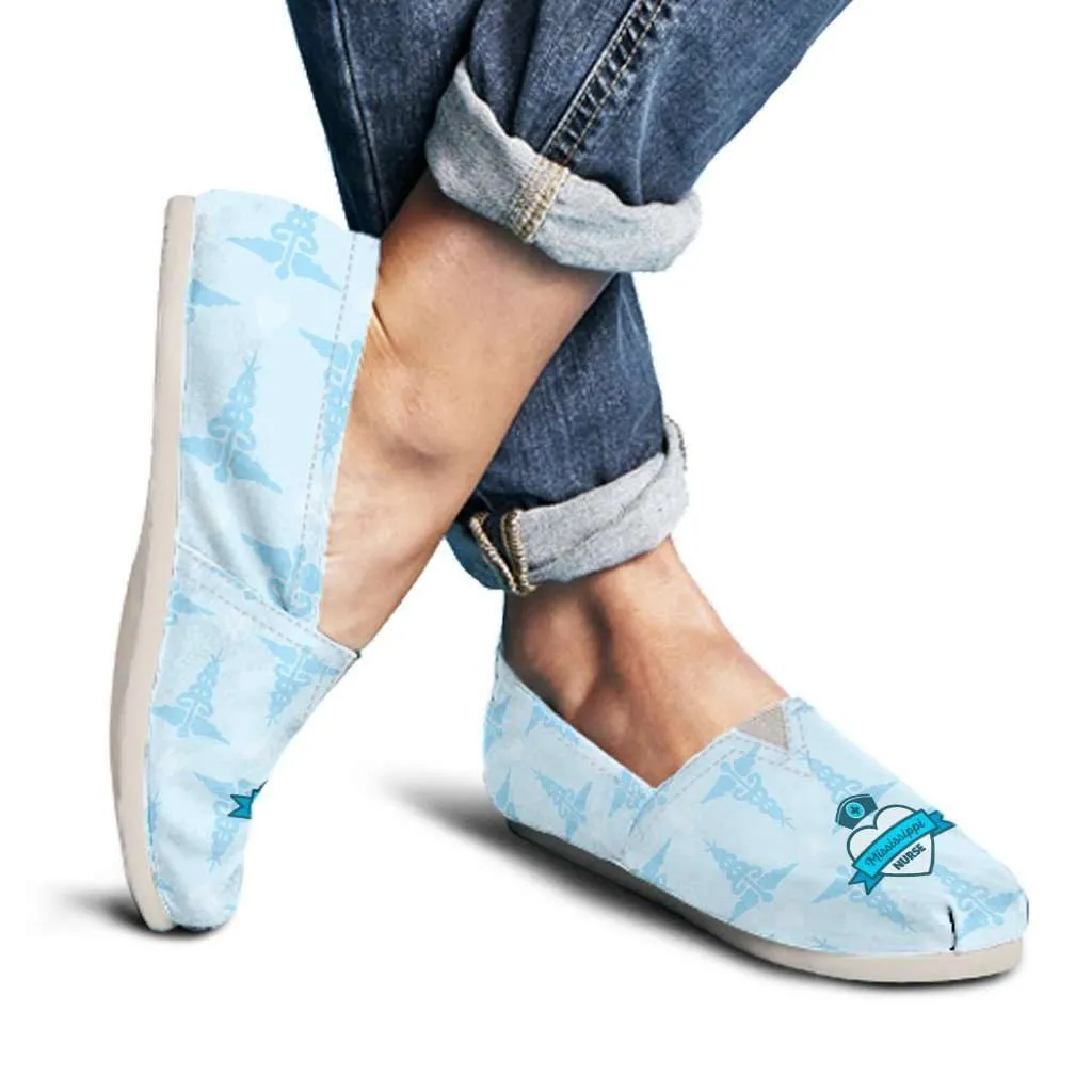 Mississippi Nurse Blue Casual Canvas Slip on Shoes Women's Flats