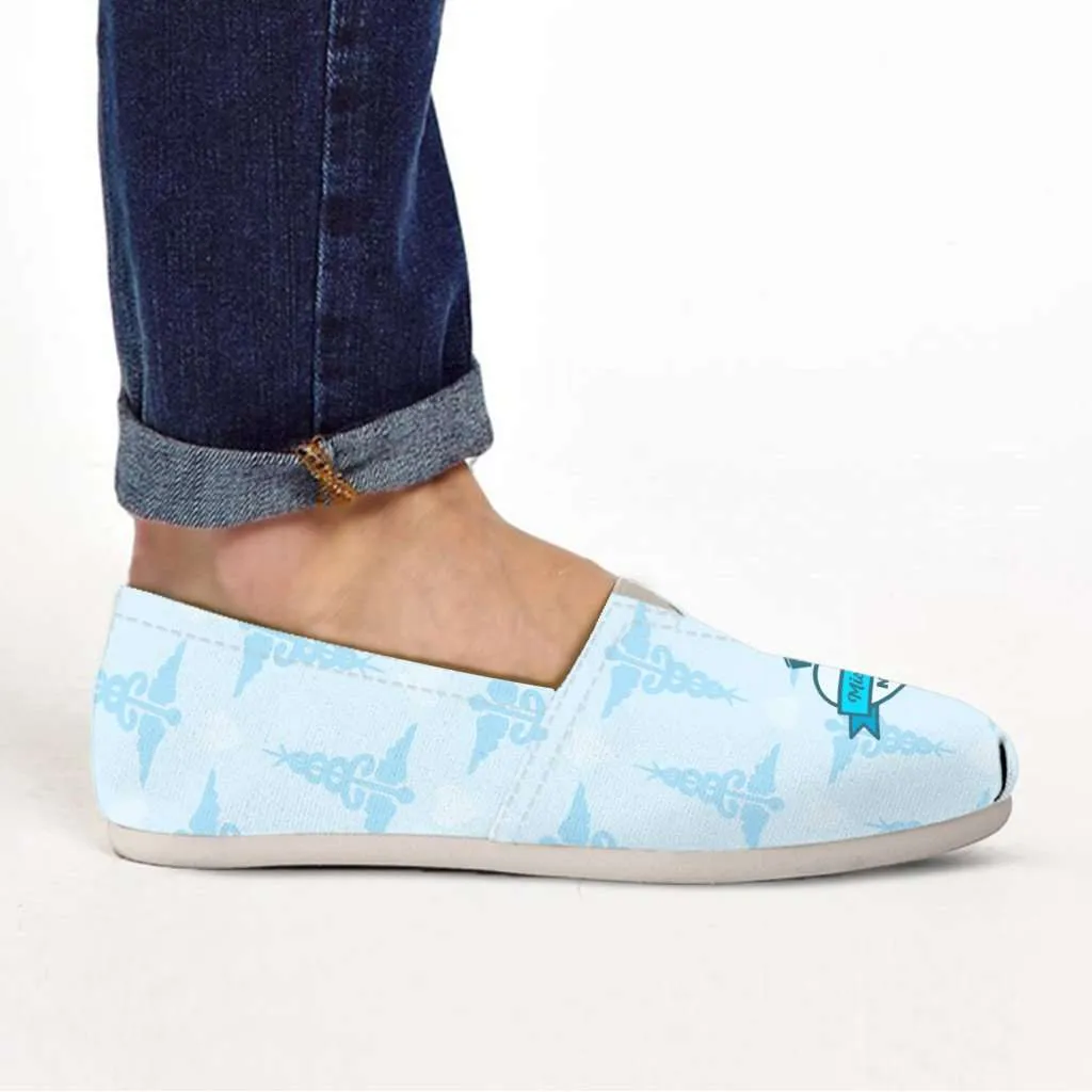 Mississippi Nurse Blue Casual Canvas Slip on Shoes Women's Flats