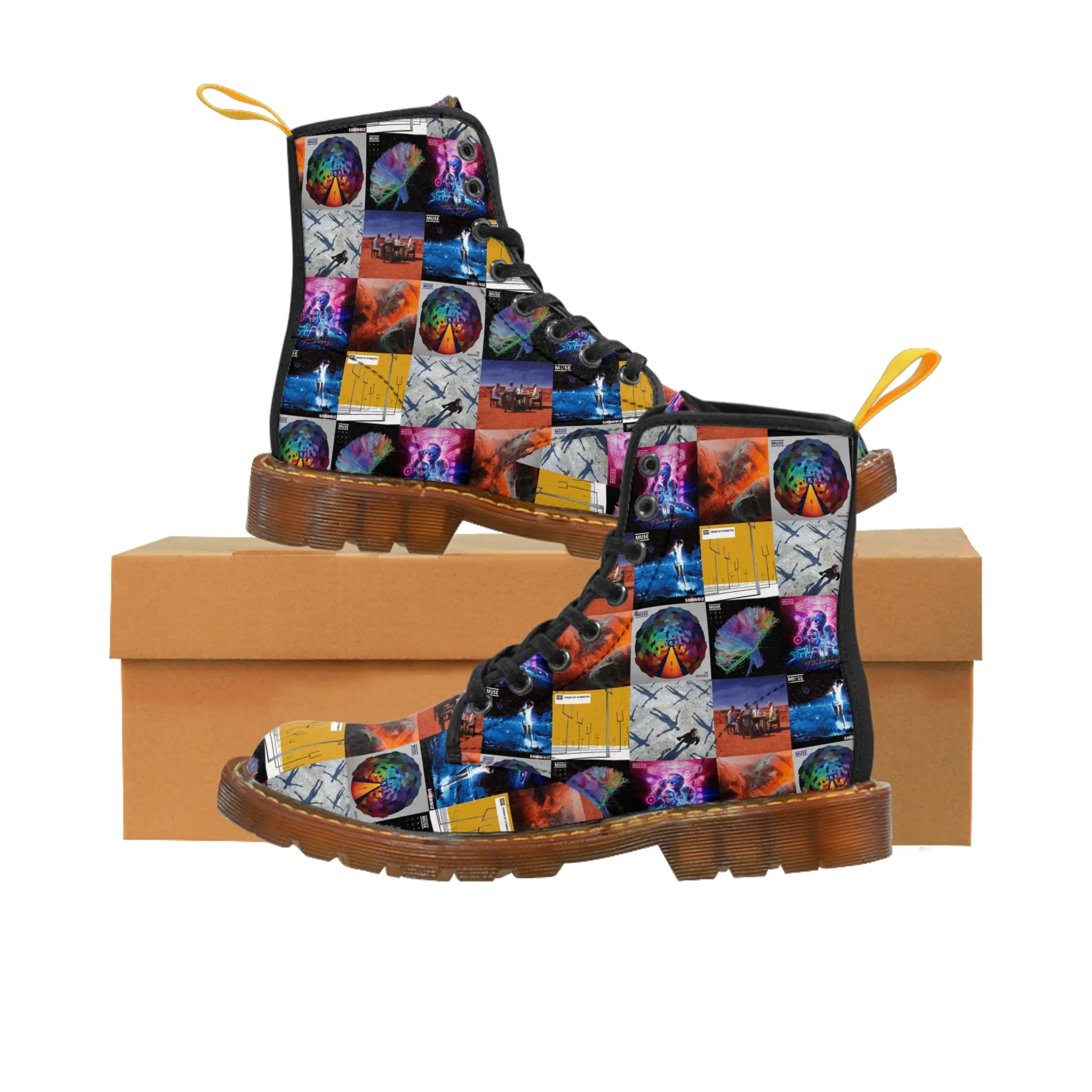 Muse Album Cover Collage Men's Canvas Boots