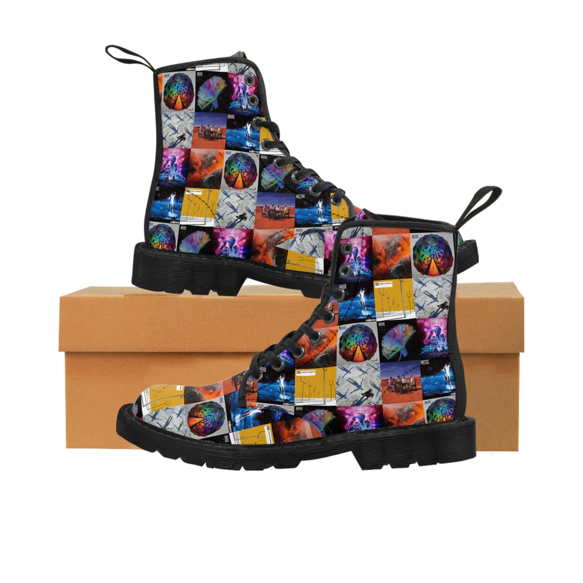 Muse Album Cover Collage Men's Canvas Boots