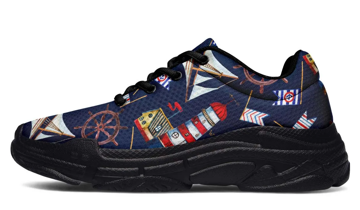 Nautical Pattern Chunky Sneakers
