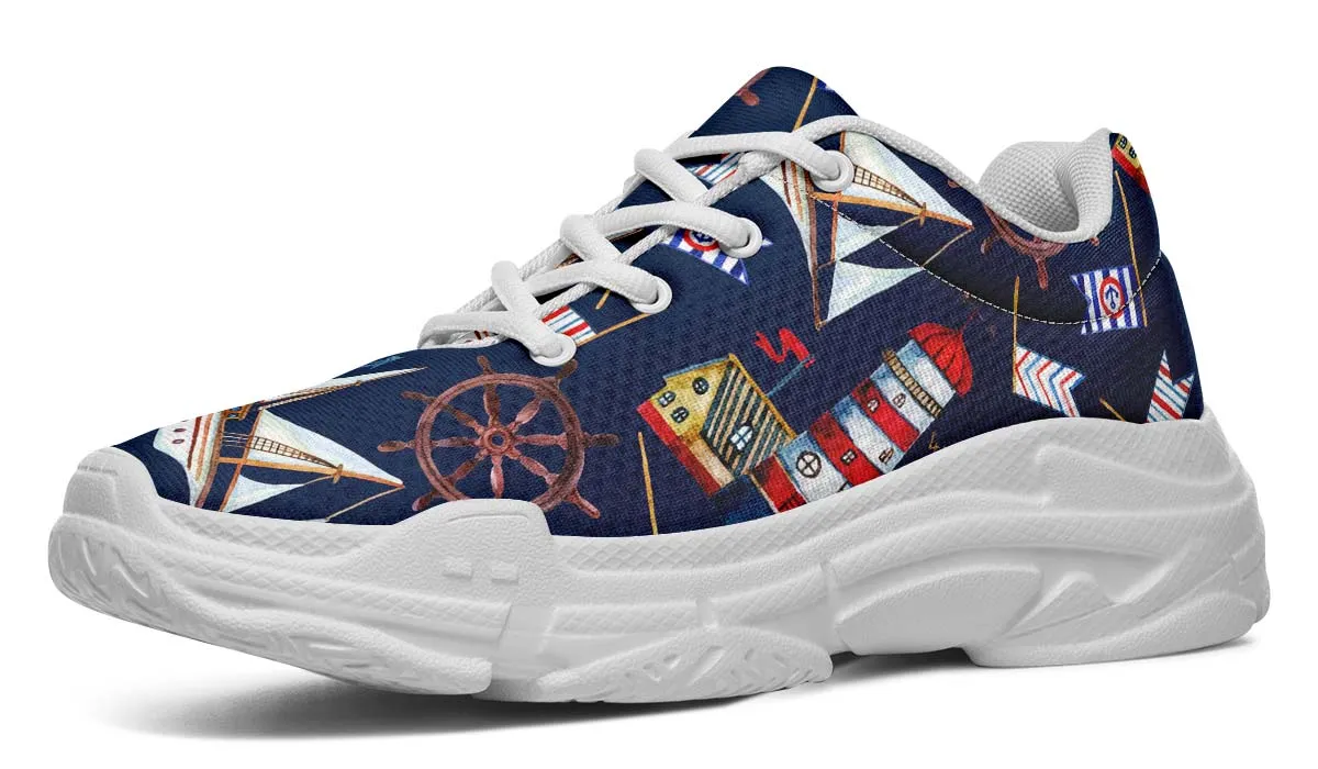 Nautical Pattern Chunky Sneakers