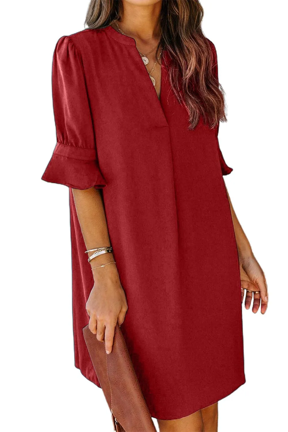 Obsidian Opulence Ruffled Sleeve Shift Dress