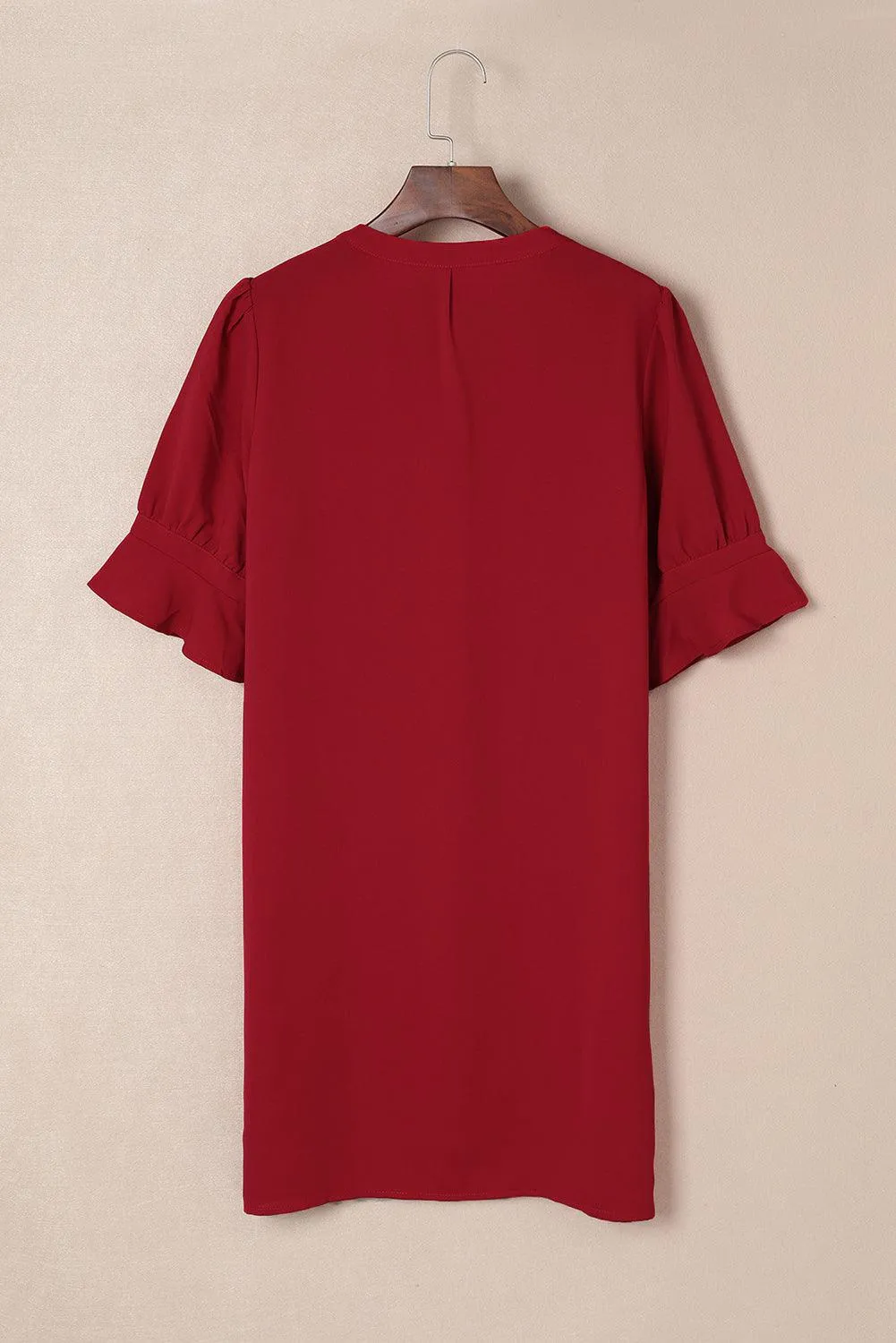 Obsidian Opulence Ruffled Sleeve Shift Dress