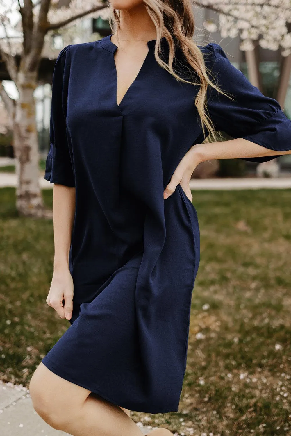 Obsidian Opulence Ruffled Sleeve Shift Dress