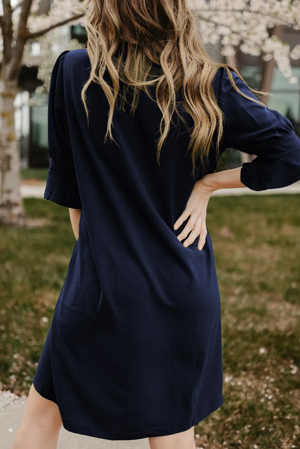 Obsidian Opulence Ruffled Sleeve Shift Dress