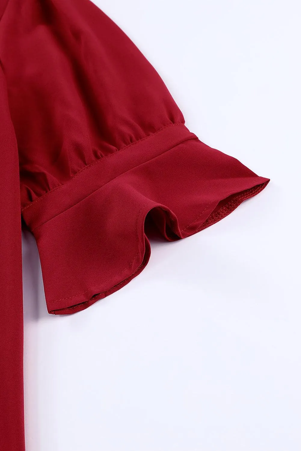 Obsidian Opulence Ruffled Sleeve Shift Dress