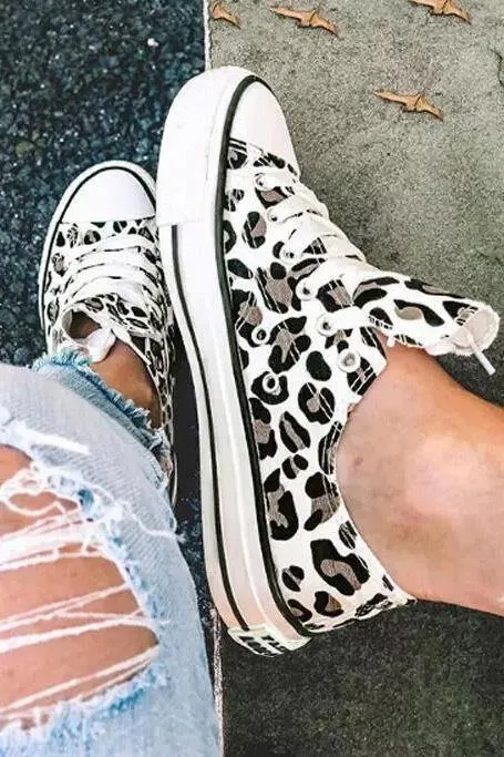 Print Lace up Canvas Shoes