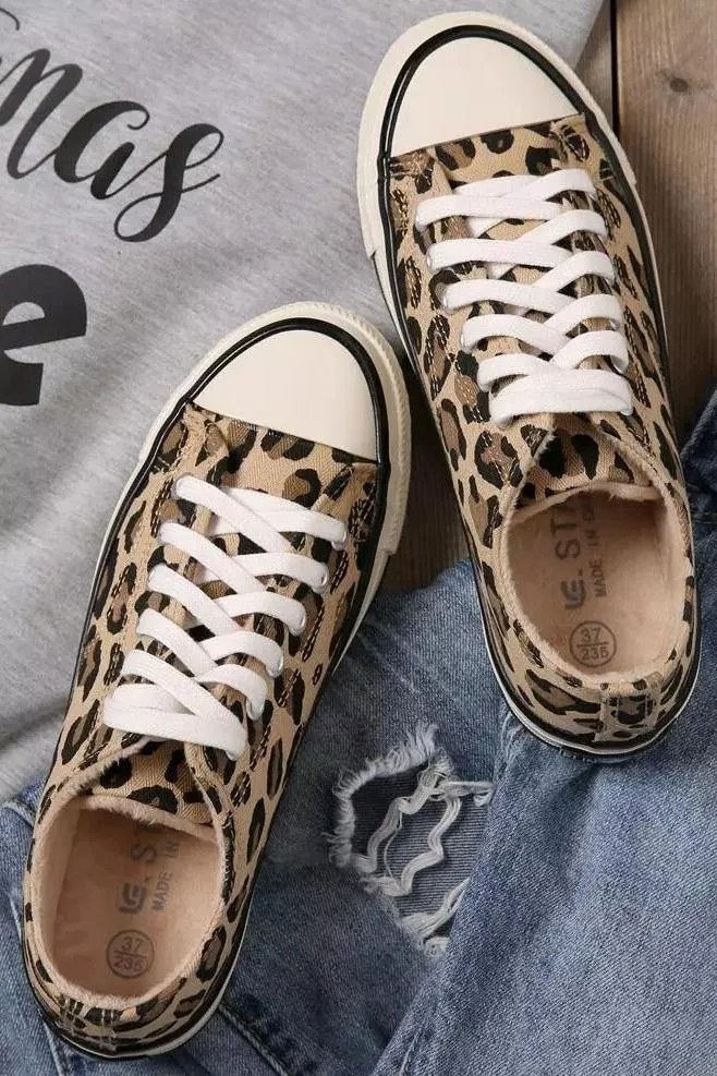 Print Lace up Canvas Shoes
