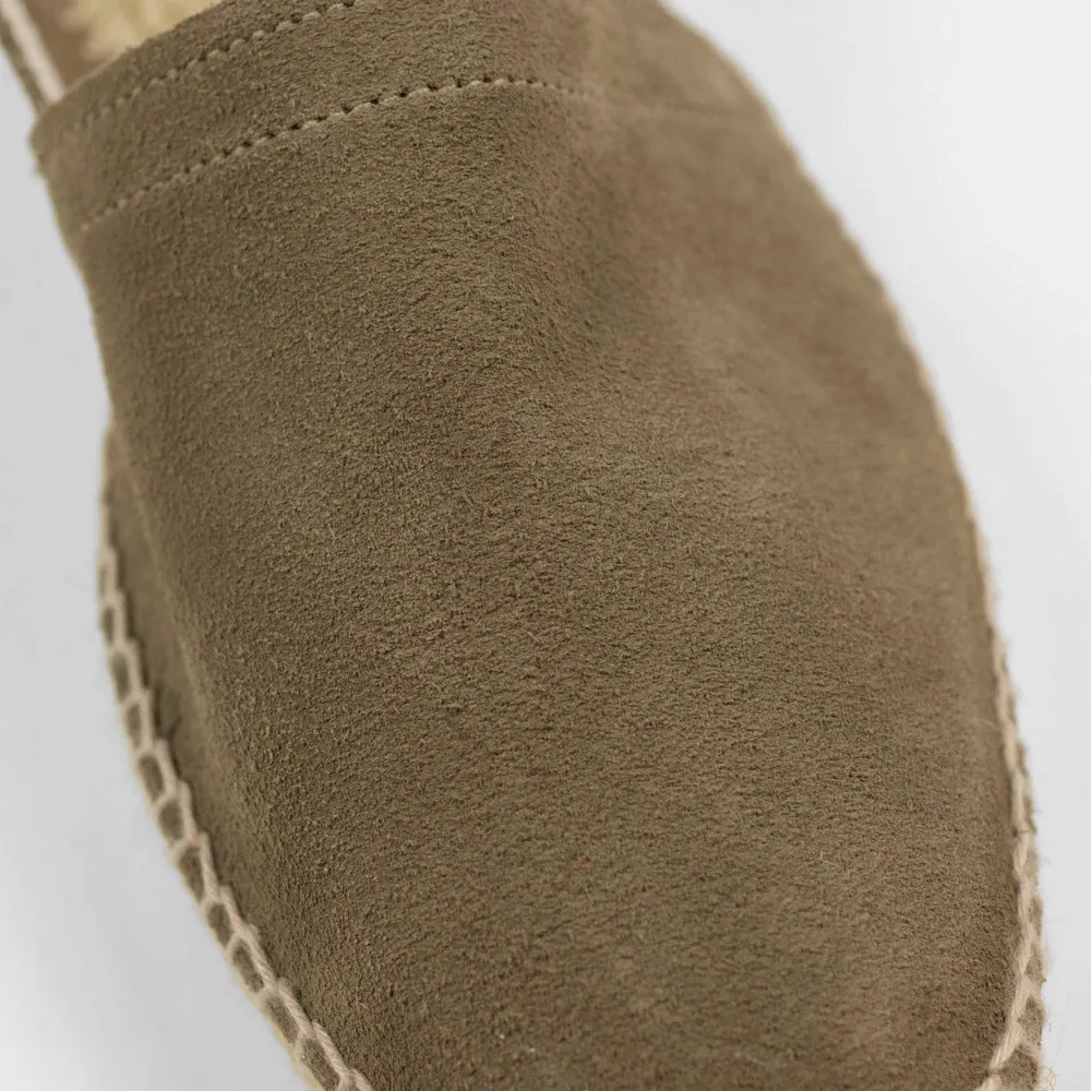 Sand suede handmade espadrilles with natural sole