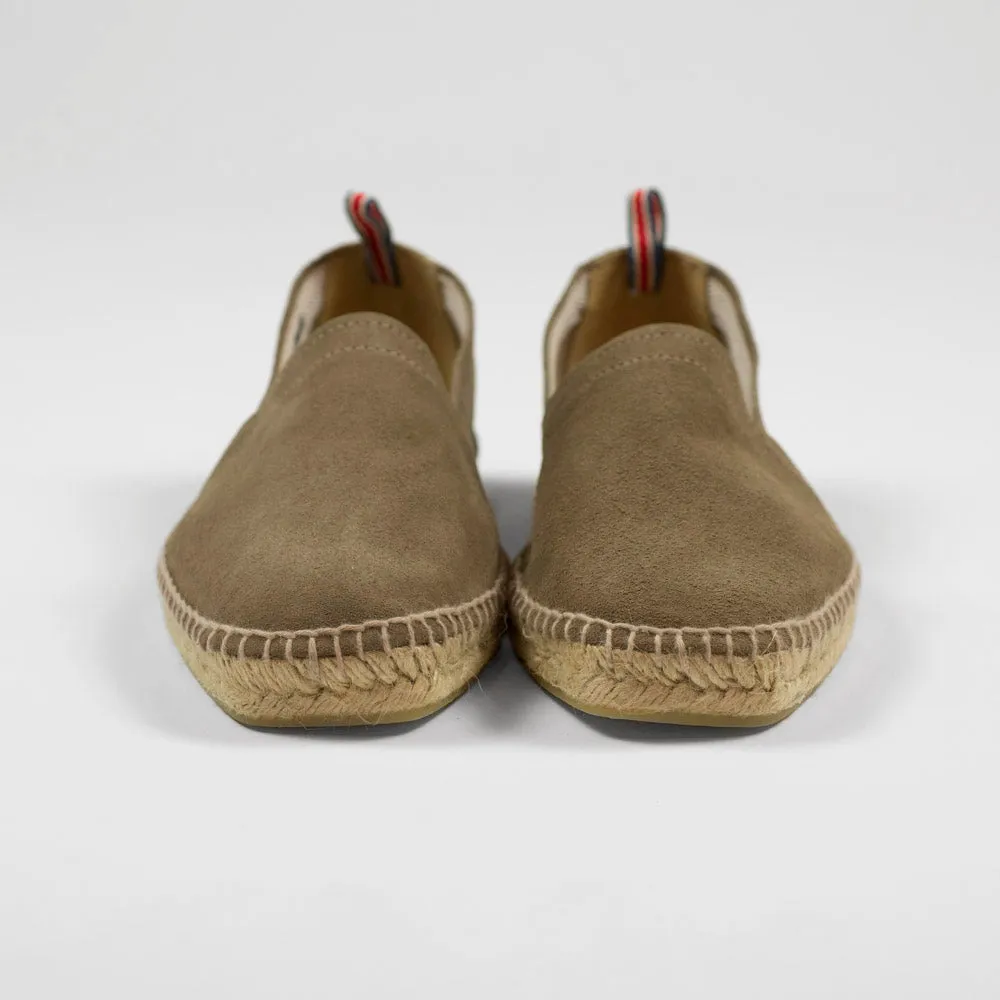 Sand suede handmade espadrilles with natural sole