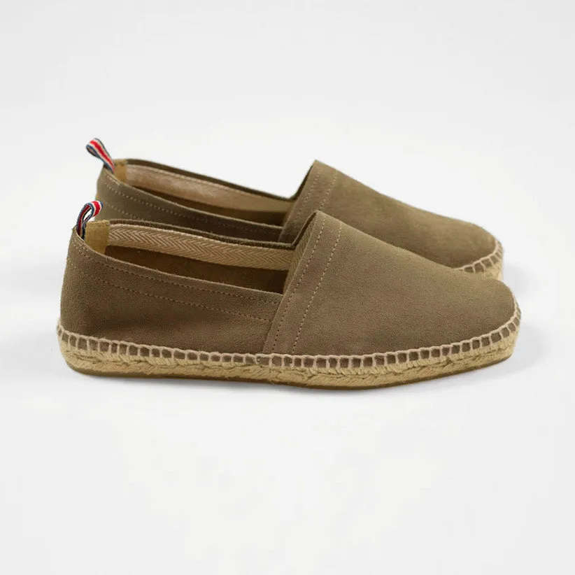 Sand suede handmade espadrilles with natural sole