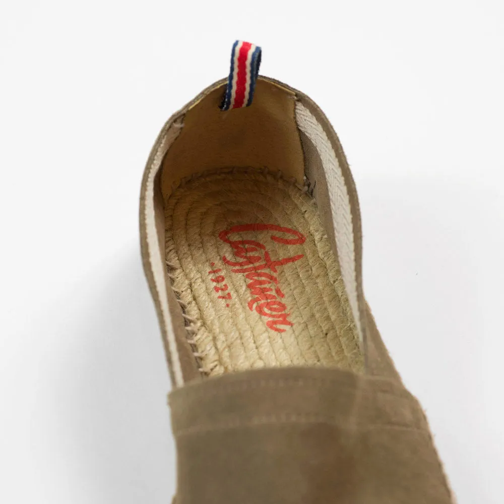 Sand suede handmade espadrilles with natural sole