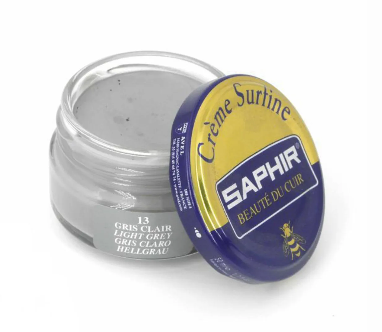 Saphir 13 Gris Clair Light Grey Renovating Cream Polish 50ml Made In France