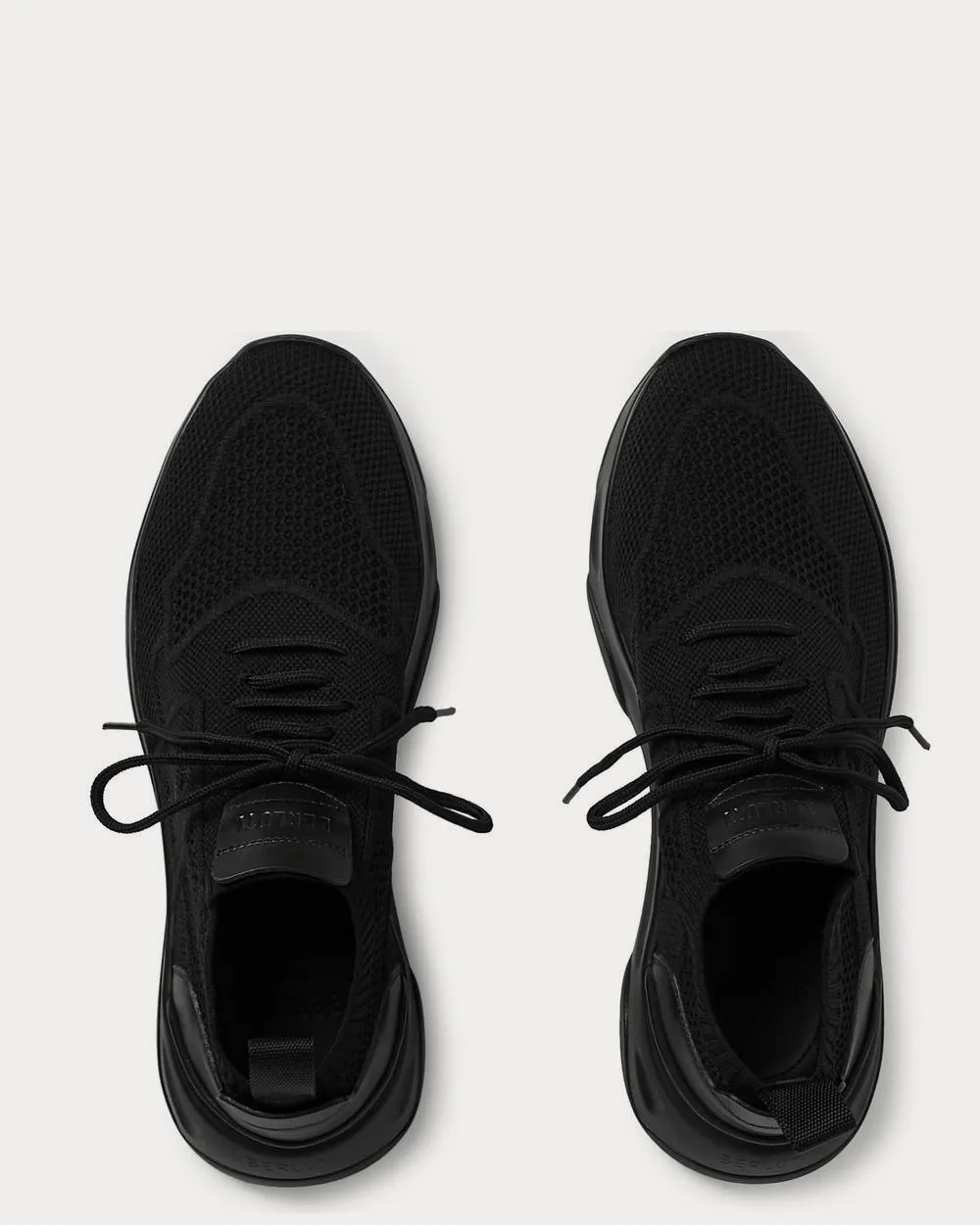 Shadow Leather-Trimmed Stretch-Knit  Black low top sneakers