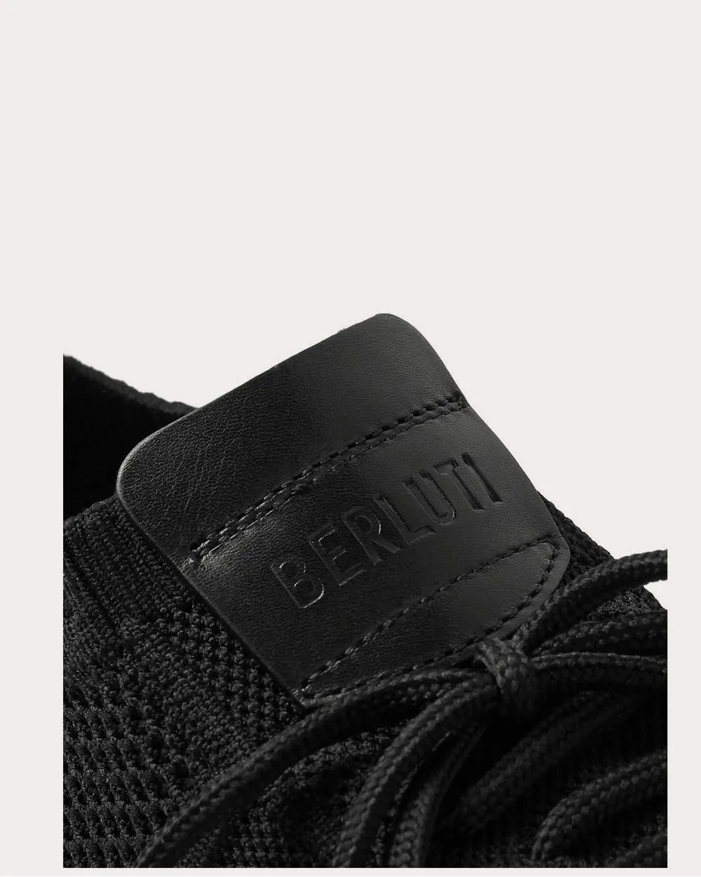 Shadow Leather-Trimmed Stretch-Knit  Black low top sneakers