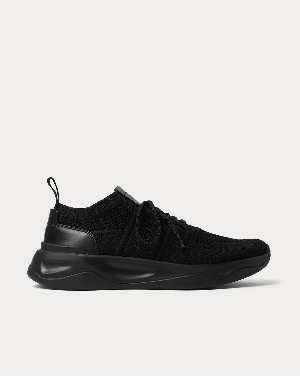 Shadow Leather-Trimmed Stretch-Knit  Black low top sneakers