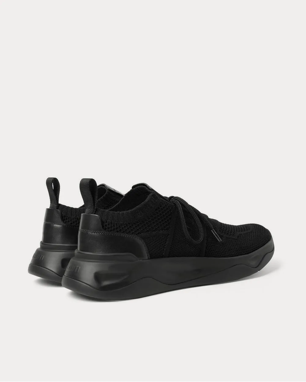 Shadow Leather-Trimmed Stretch-Knit  Black low top sneakers
