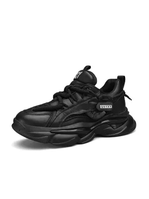 Thick Sole Mesh Leather Chunky Sneakers