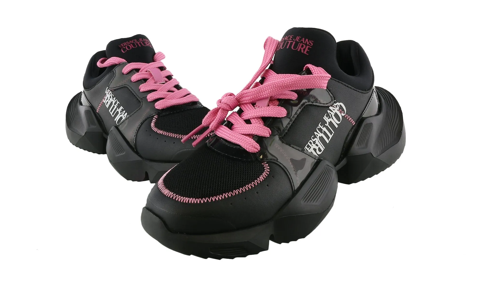 Versace Jeans Couture  Black/Pink Fashion Chunky Sole Lace-Up Sneakers