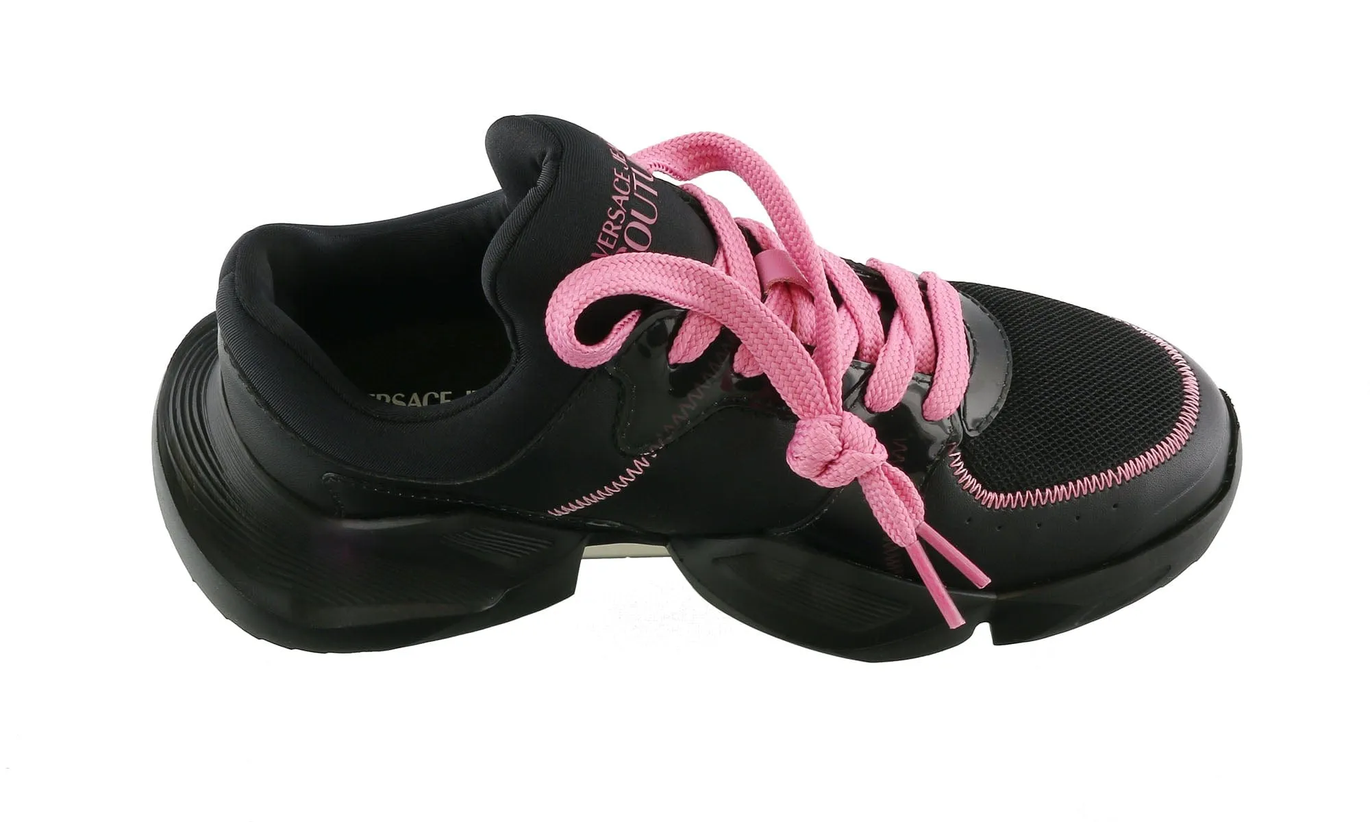 Versace Jeans Couture  Black/Pink Fashion Chunky Sole Lace-Up Sneakers