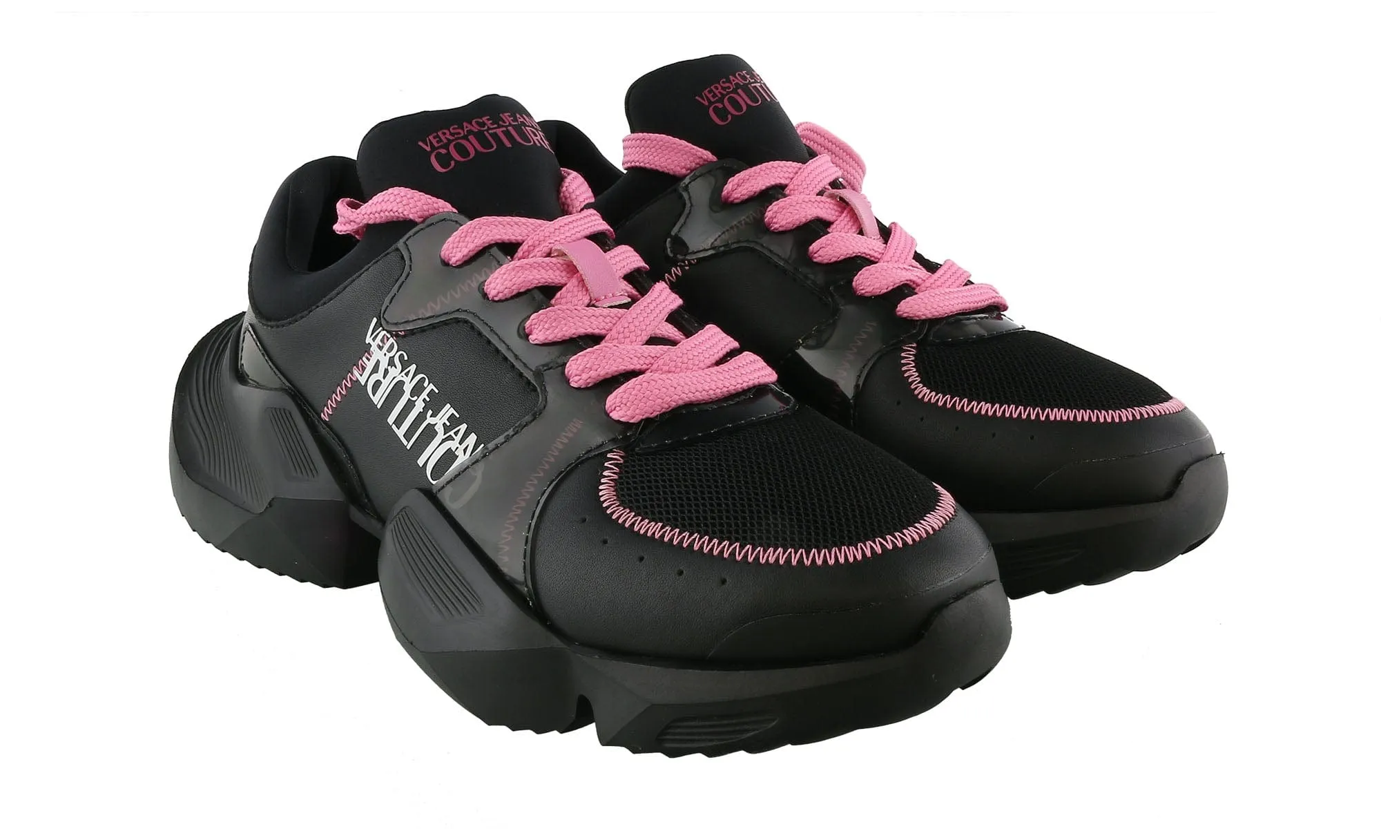Versace Jeans Couture  Black/Pink Fashion Chunky Sole Lace-Up Sneakers