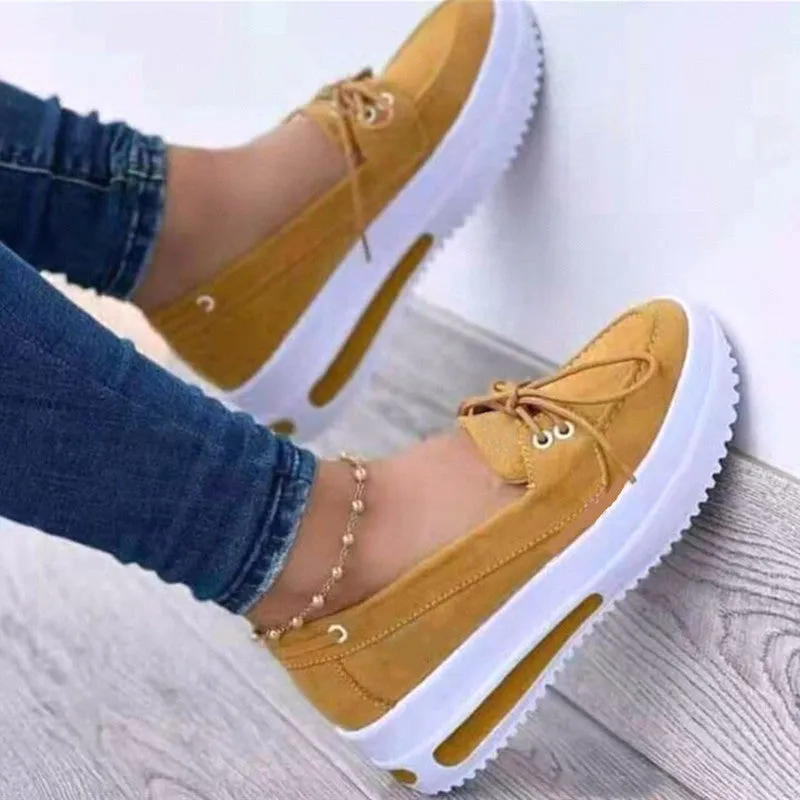 Women Fashion Loafers Lightweight Wedges Casual Thick Bottom Comfy Shoe