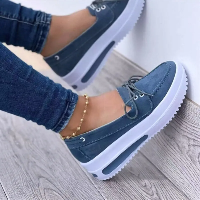 Women Fashion Loafers Lightweight Wedges Casual Thick Bottom Comfy Shoe
