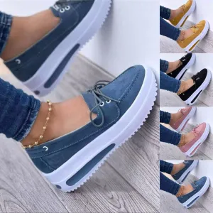 Women Fashion Loafers Lightweight Wedges Casual Thick Bottom Comfy Shoe