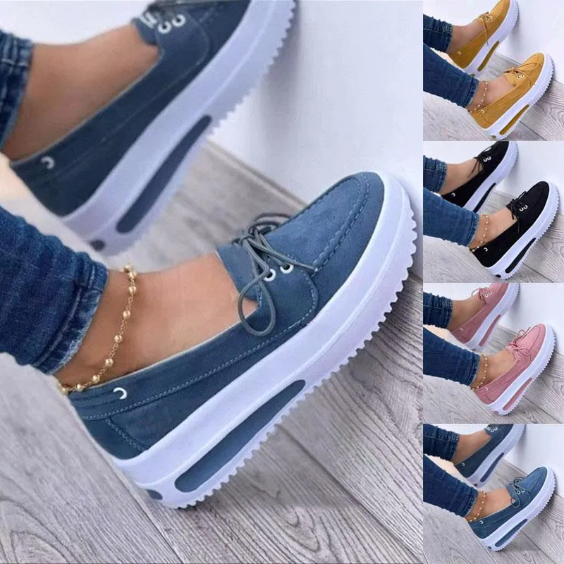 Women Fashion Loafers Lightweight Wedges Casual Thick Bottom Comfy Shoe