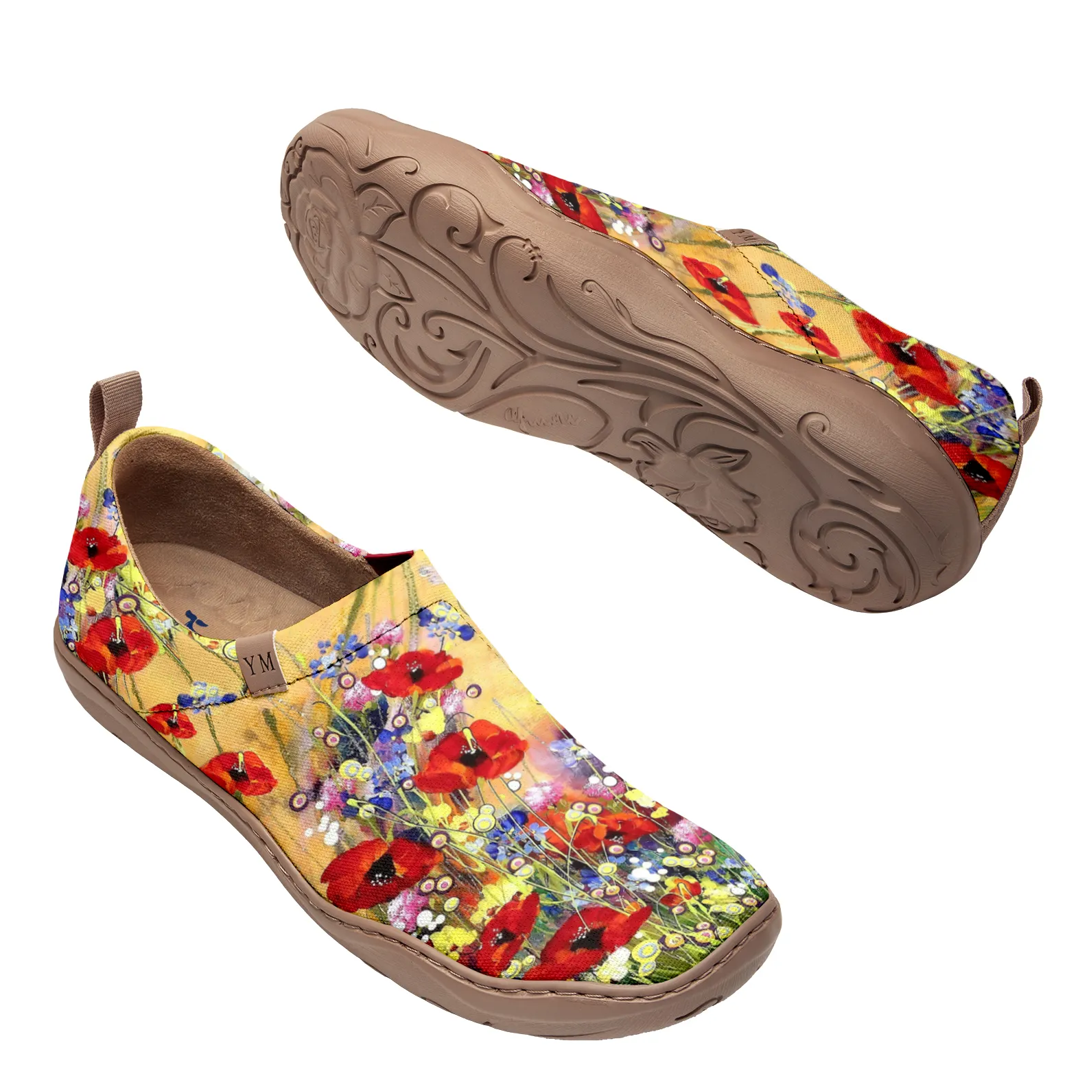 Women's Art Slip-On Casual Canvas Shoes Wildflower Whisper Painted 100% Cotton