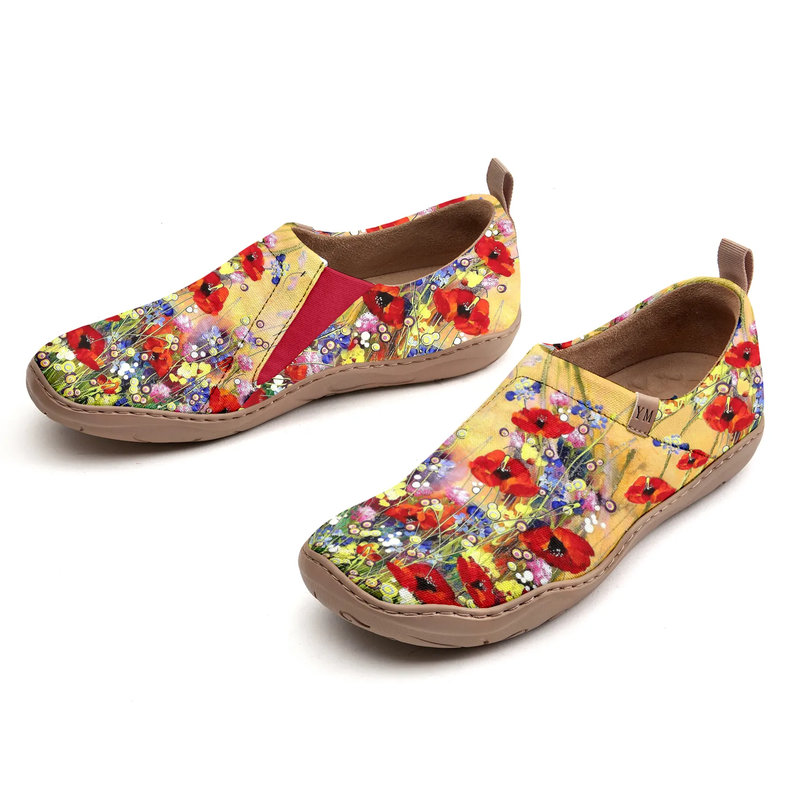 Women's Art Slip-On Casual Canvas Shoes Wildflower Whisper Painted 100% Cotton
