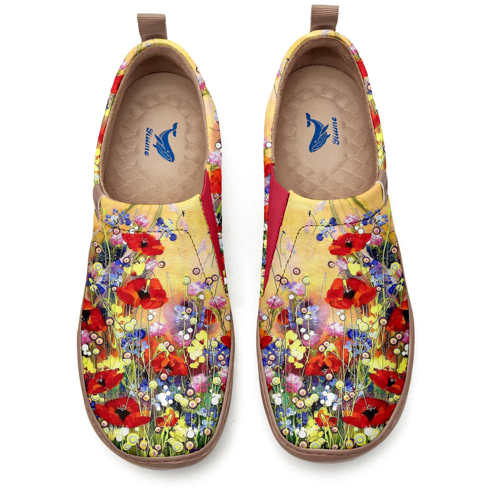 Women's Art Slip-On Casual Canvas Shoes Wildflower Whisper Painted 100% Cotton