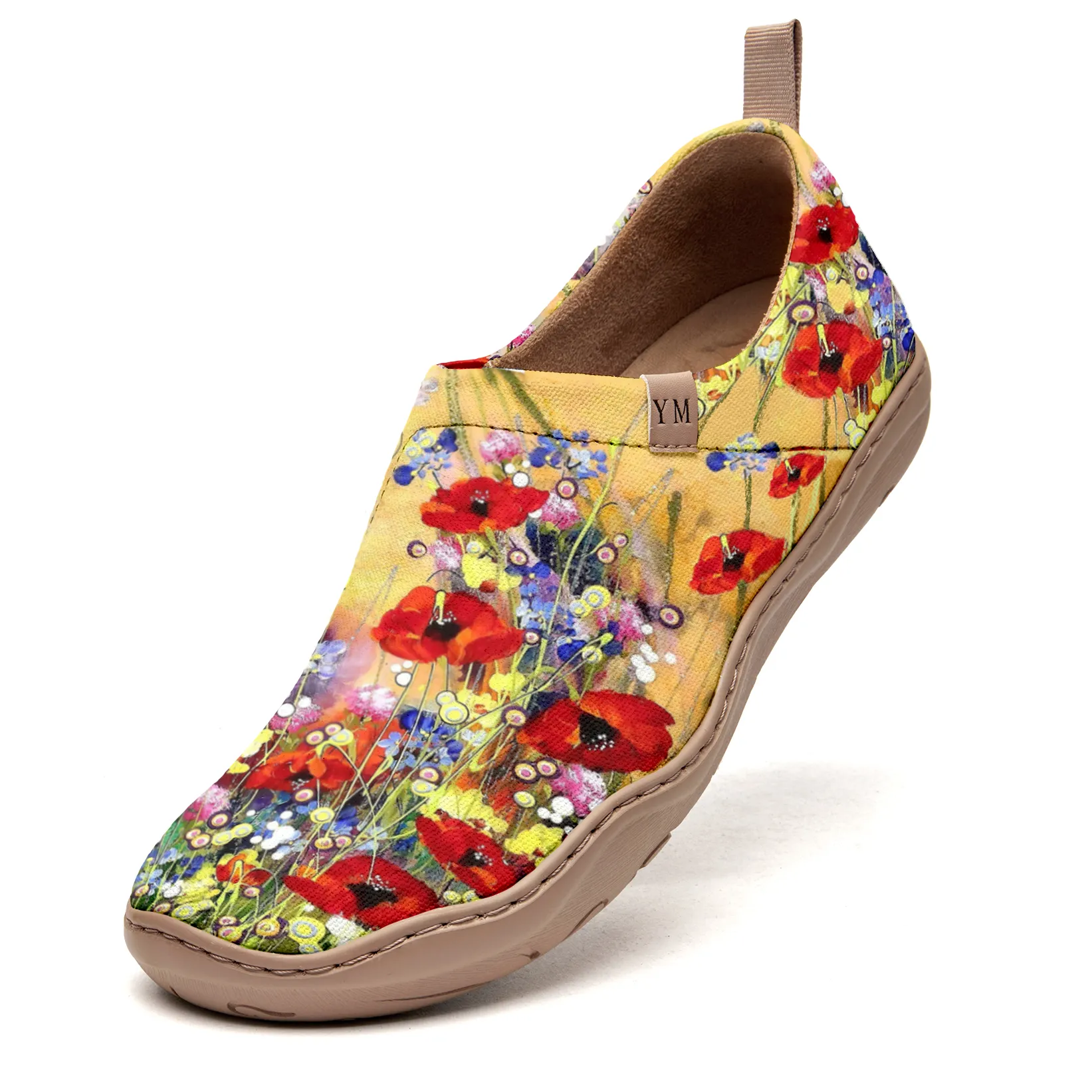 Women's Art Slip-On Casual Canvas Shoes Wildflower Whisper Painted 100% Cotton