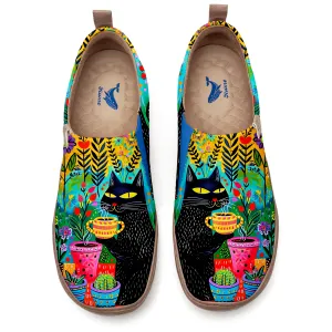 Yiume Women's Art Slip-On Casual Canvas Shoes Colorful Cat Coffee Painted,100% Cotton