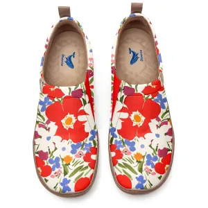 Yiume Women's Art Slip-On Casual Canvas Shoes Fiery Floral Splash Print Painted,100% Cotton