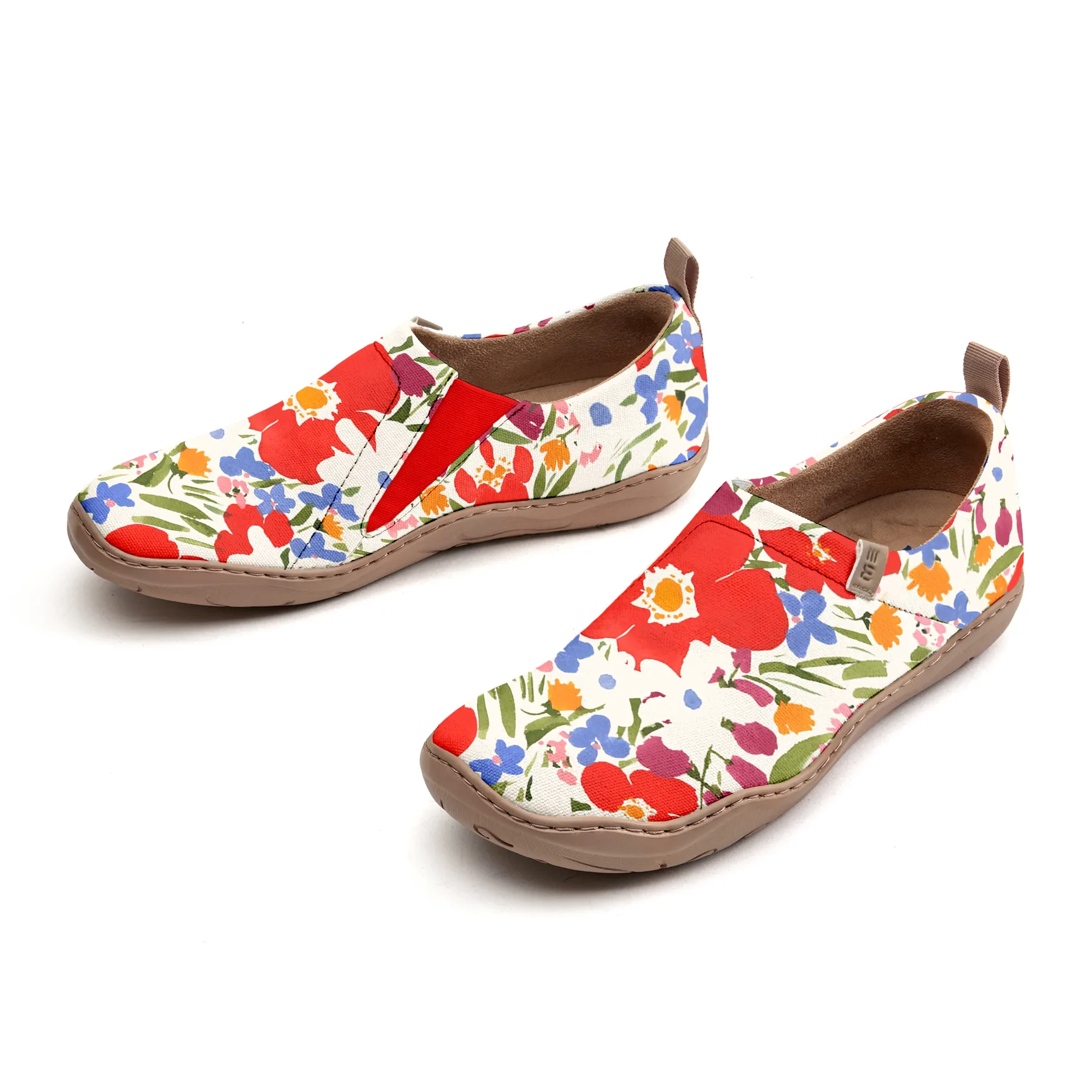 Yiume Women's Art Slip-On Casual Canvas Shoes Fiery Floral Splash Print Painted,100% Cotton