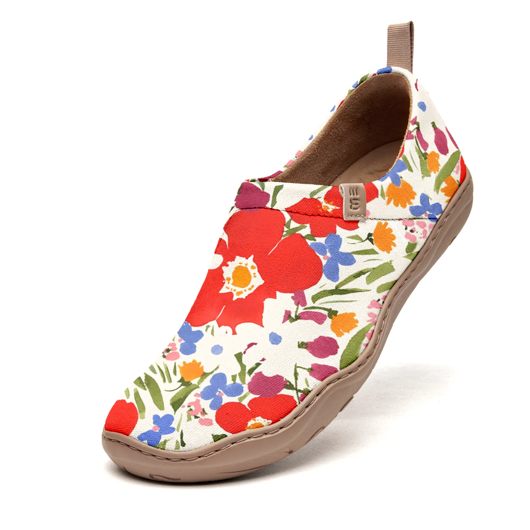 Yiume Women's Art Slip-On Casual Canvas Shoes Fiery Floral Splash Print Painted,100% Cotton