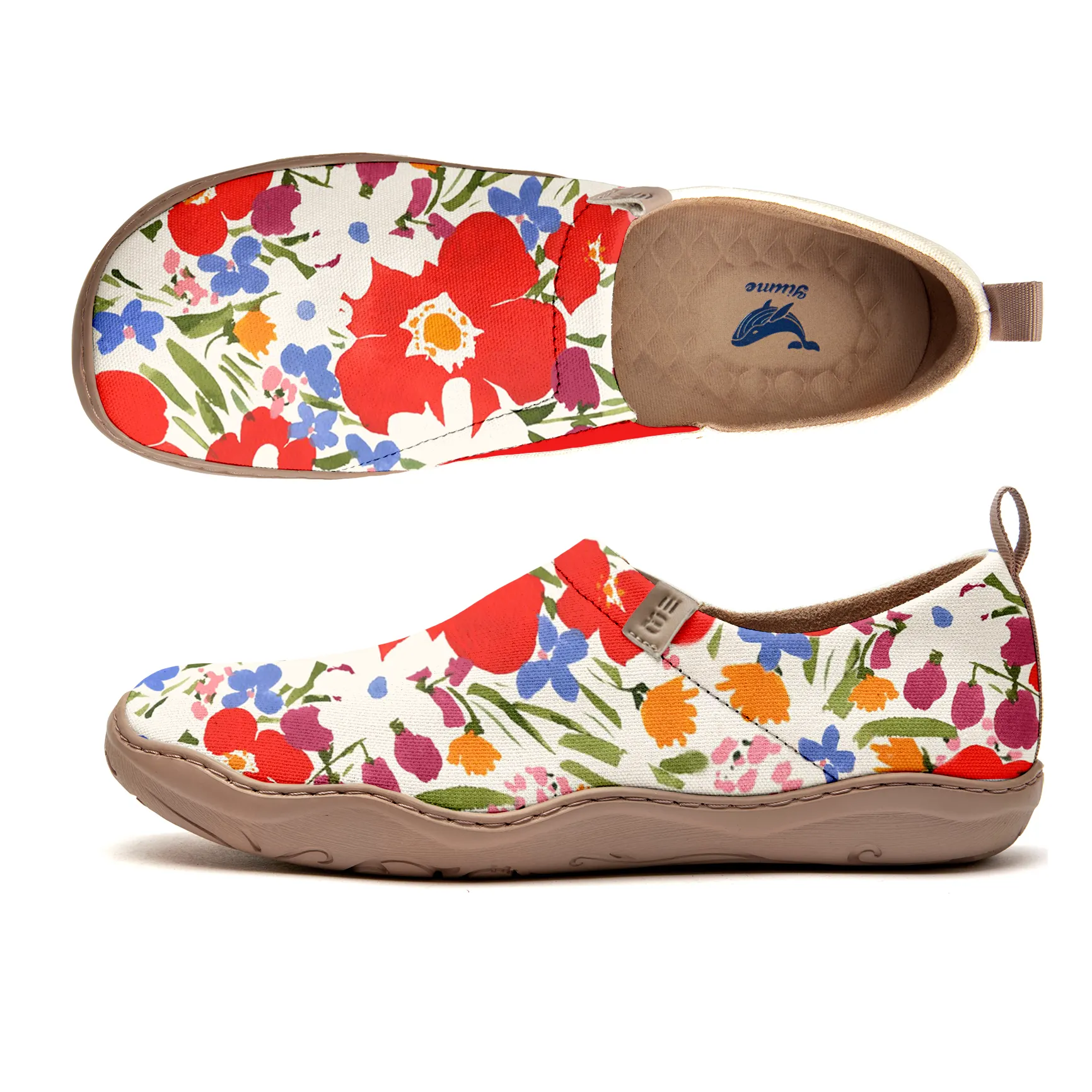 Yiume Women's Art Slip-On Casual Canvas Shoes Fiery Floral Splash Print Painted,100% Cotton