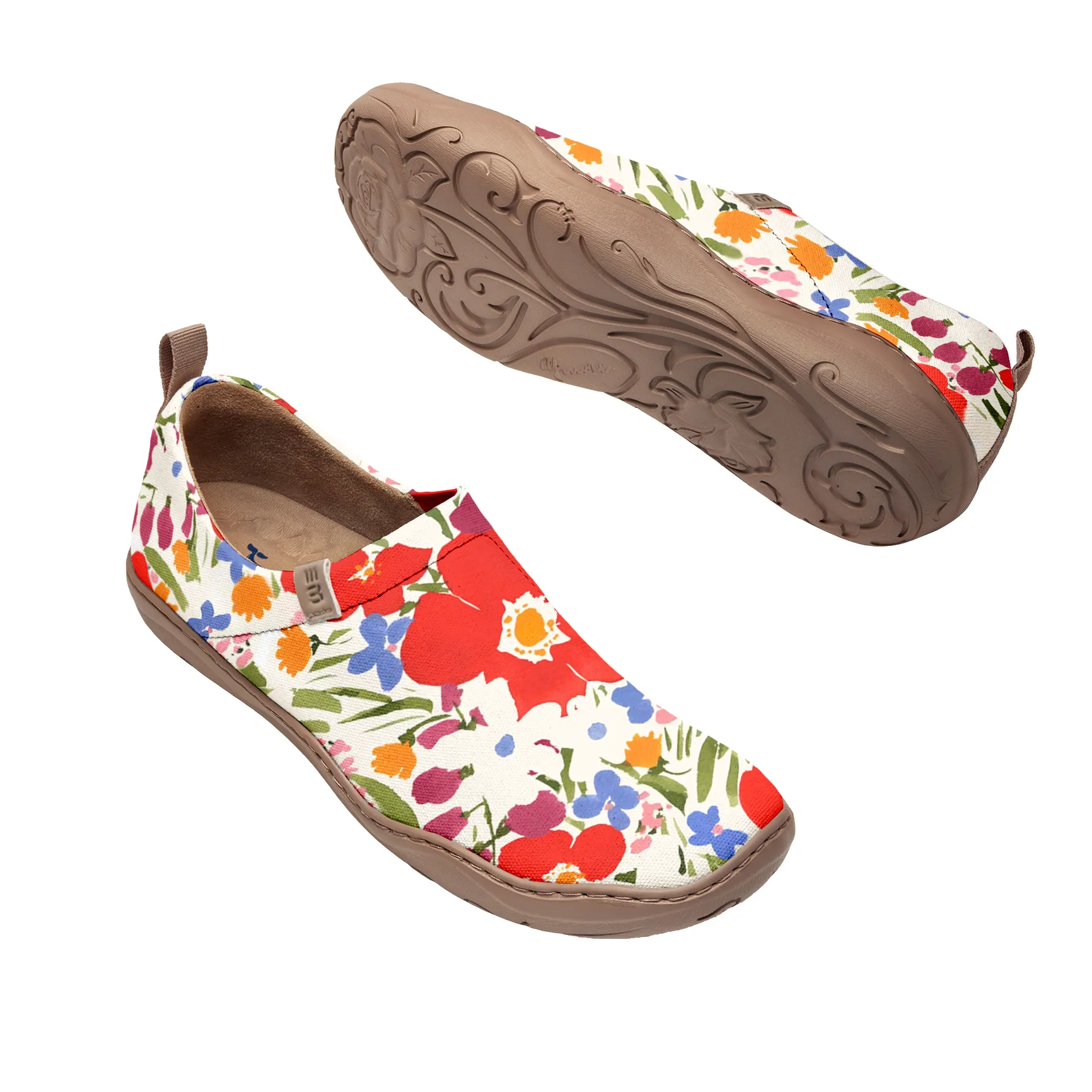 Yiume Women's Art Slip-On Casual Canvas Shoes Fiery Floral Splash Print Painted,100% Cotton