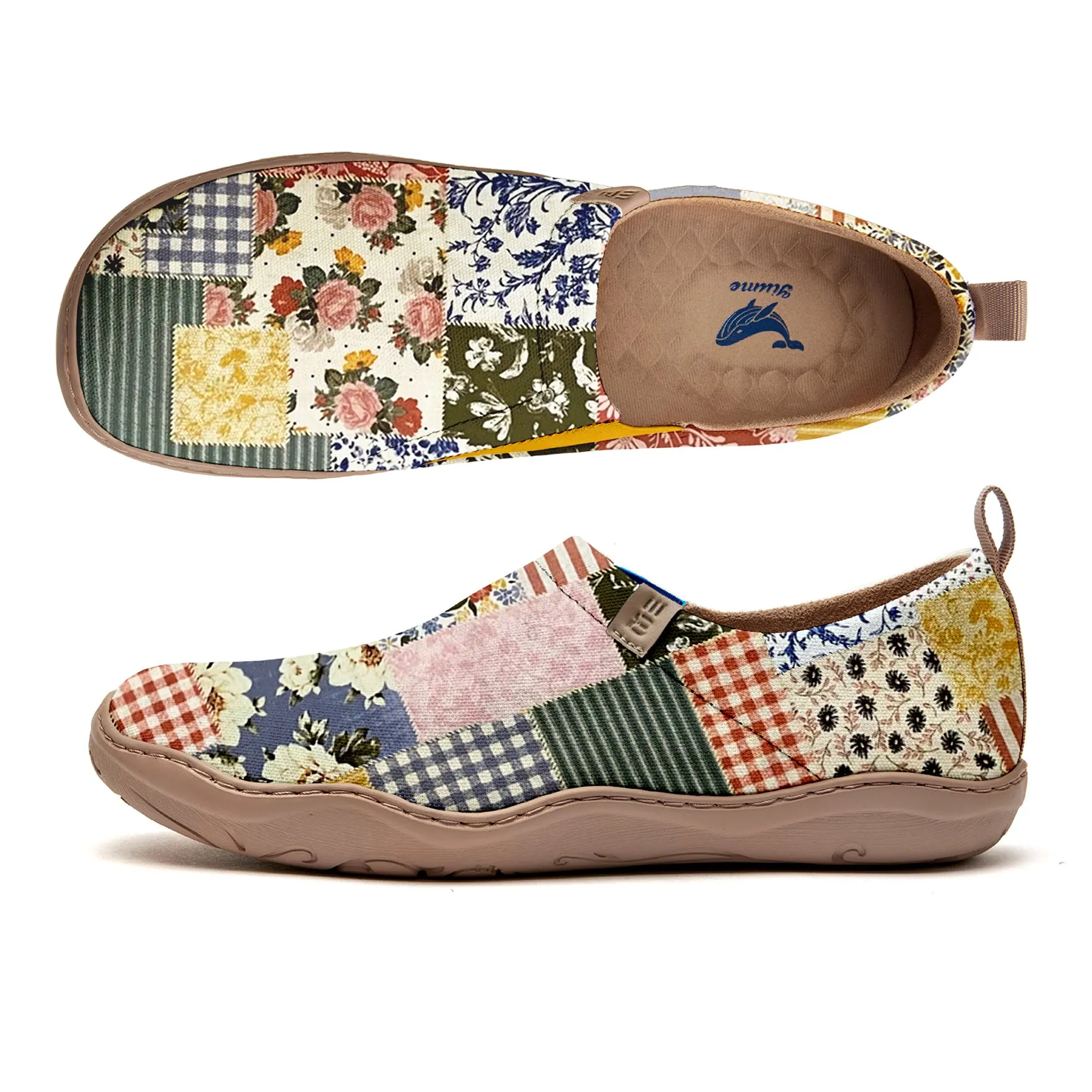 Yiume Women's Art Slip-On Casual Canvas Shoes Floral Patchwork Painted,100% Cotton