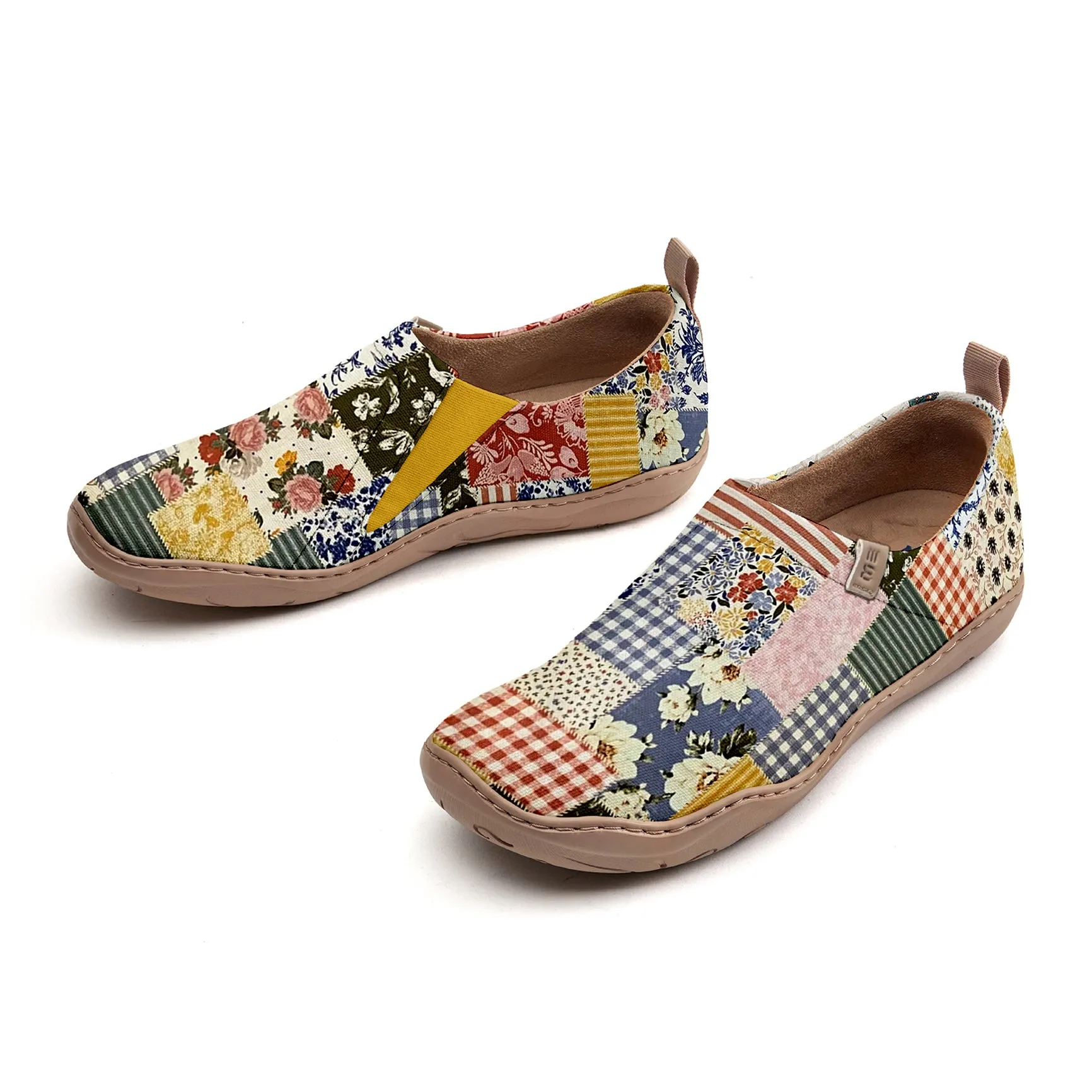 Yiume Women's Art Slip-On Casual Canvas Shoes Floral Patchwork Painted,100% Cotton