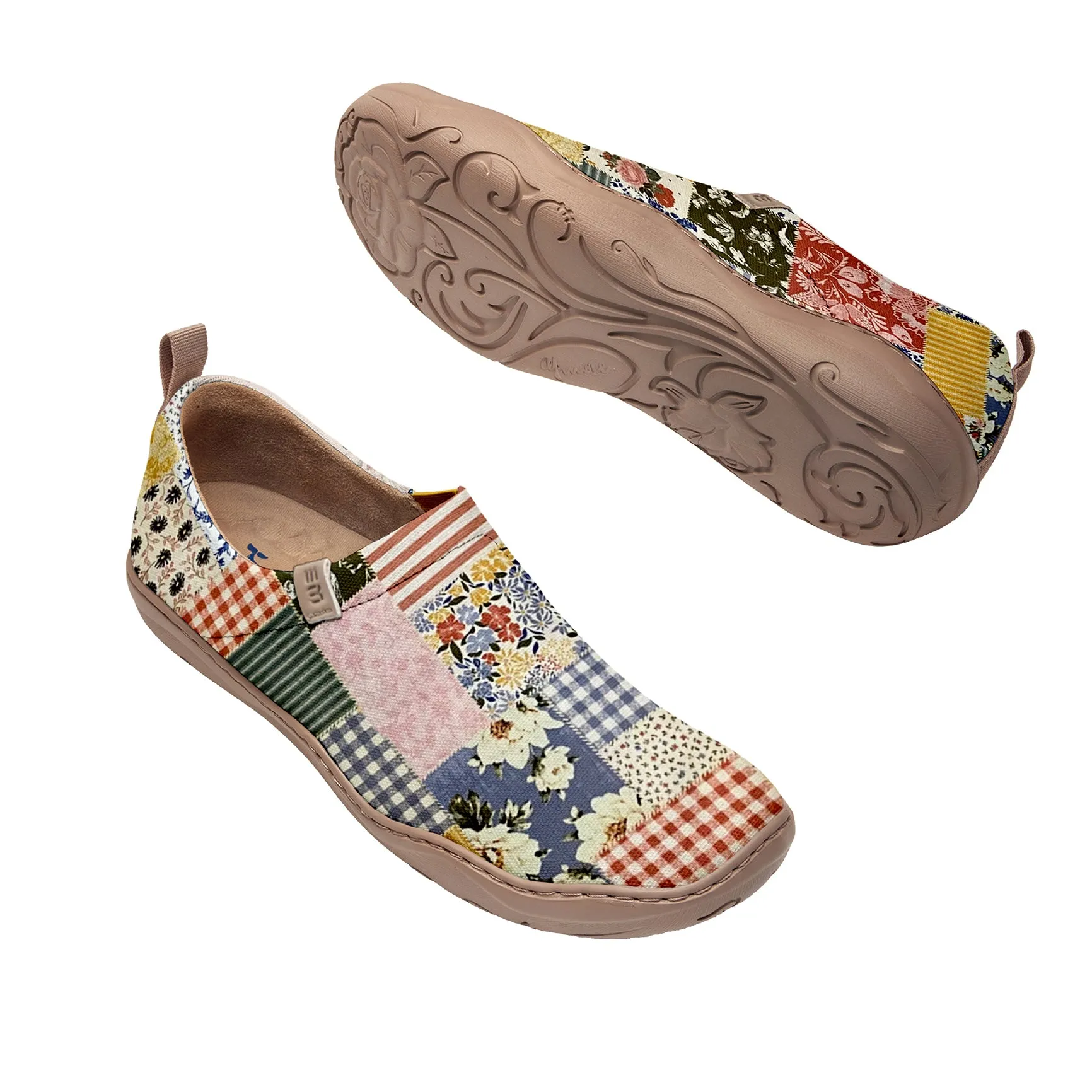 Yiume Women's Art Slip-On Casual Canvas Shoes Floral Patchwork Painted,100% Cotton